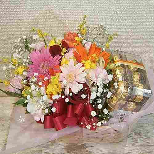 Flowers And Ferrero Rocher-Surprises Birthday Gifts For Her