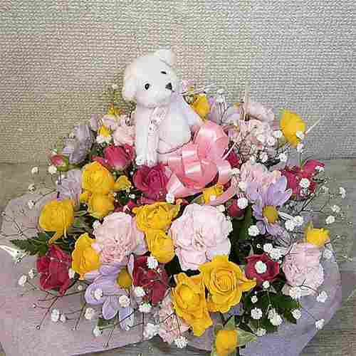 Perfect Bauty-Flower Teddy Bear Delivery Japan