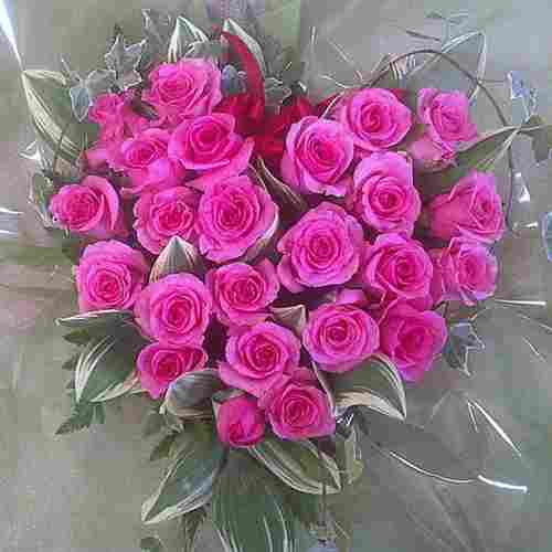 24 Heart Shape Pink Rose Arrangement-Rose Day Gifts