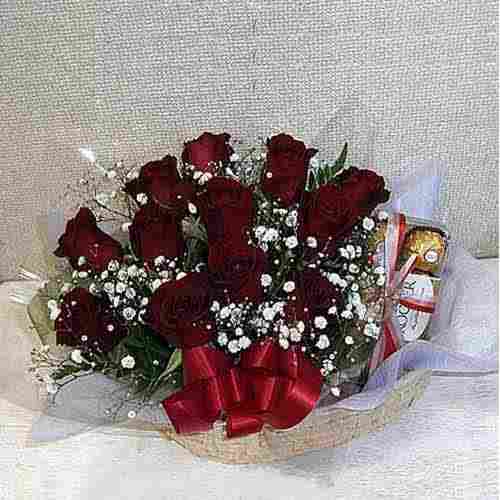 Red Rose With Choco Basket-Best Gifts For Newborn Moms