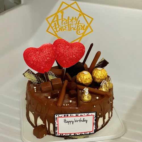 Choco Moist Cake With 2 Heart-Send A Birthday Cake By Mail