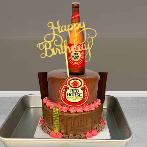 2 Layer Choco Moist Cake With A Beer-Birthday Cake And Wine Delivery Japan