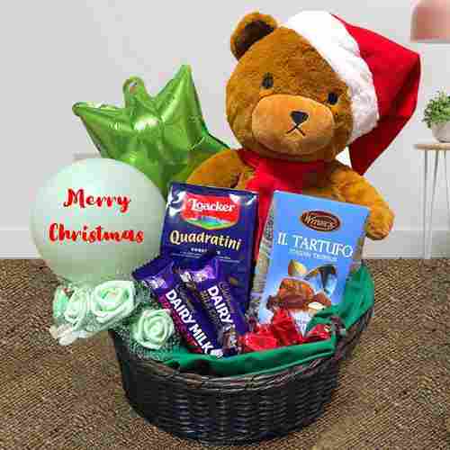 Chocolate Gift Hamper With Teddy Bear-Send Christmas Hamper To Japan
