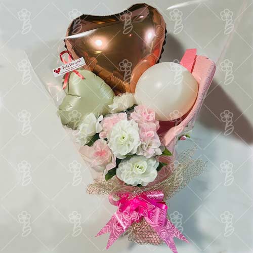 Balloon With Aritificial Flower-Birthday Balloon Bouquet