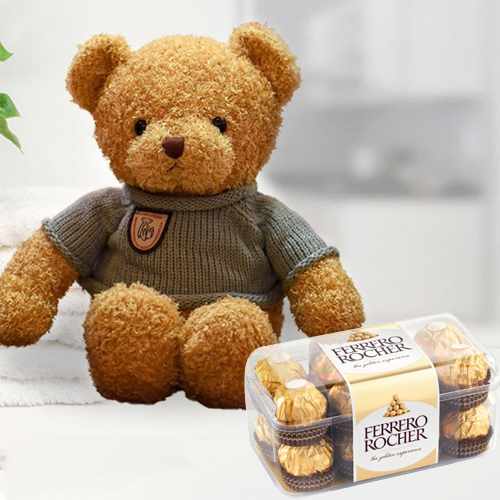 Cheer Up Loved One-Send Teddy Bear With Chocolates