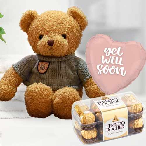 Teddy Bear And Chocolate And Ballon-Gifts To Send To A Sick Friend