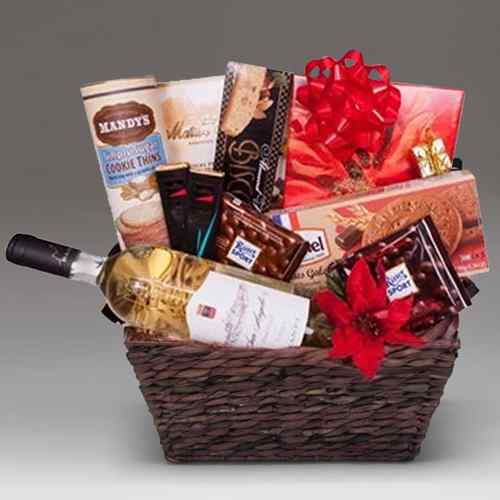 Chocolate Cookies And Wine-Wine And Chocolate Gift Basket Delivery
