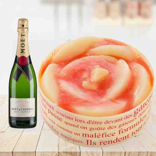 Moet And  Cheese Cake-Champagne And Cake Delivery