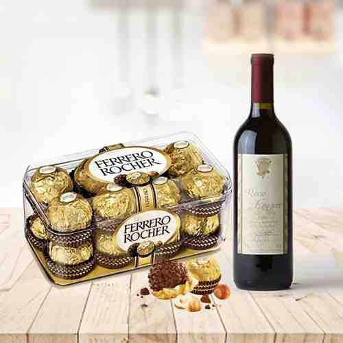 Wine With Ferreroro Rocher-Send Wine And Chocolate Gift