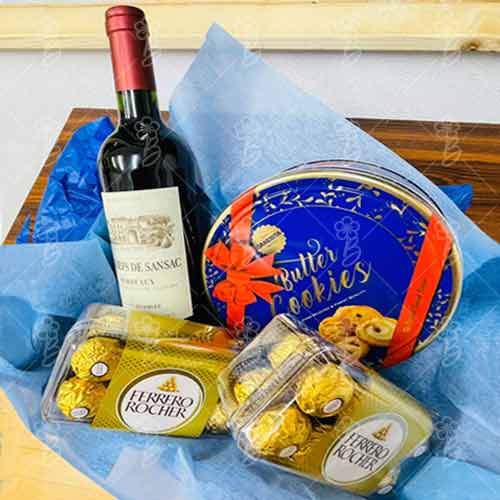 Cookie Chocolates n Wine-Birthday Gift Delivery For Him