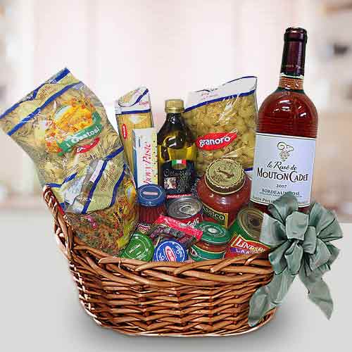 Wineand Pasta Hamper-Wine And Pasta Baskets To Send