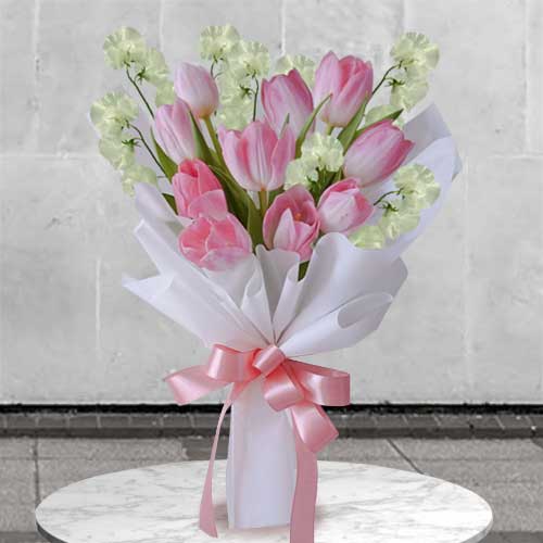 Pink Tulip And Sweet Pea-Be Well Soon Bouquet