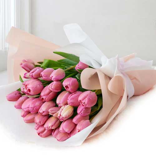 36 Pink Tulip Bouquet-Valentine's Day Bouquet For Husband