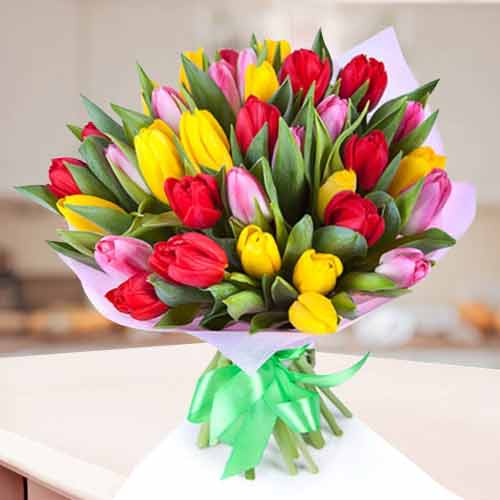 36 Mixed Tulip Bouquet-Valentine's Day Bouquet For Him