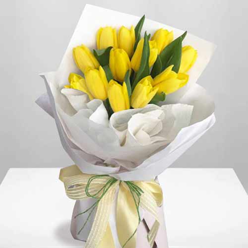 12 Yellow Tulip Bouquet-Send Yellow Tulips