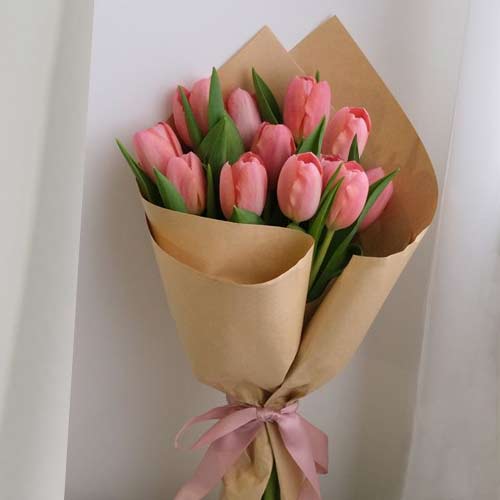 12 Pink Tulip Bouquet-Send Pink Tulips