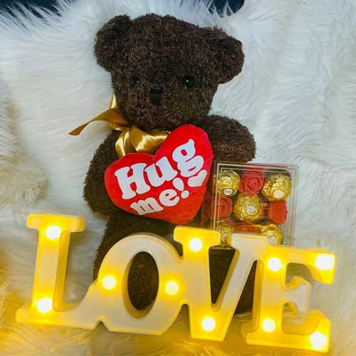 Romantic Teddy Hamper-Soft Toy Hampers For Her Birthday