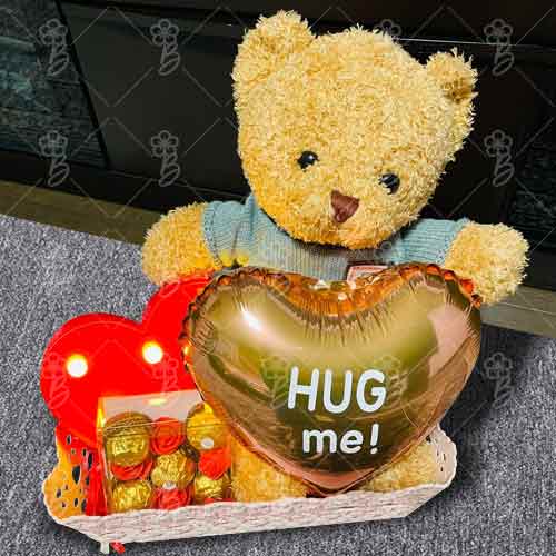 Sweet Romance With Teddy-Romantic Gift Hamper For Wife