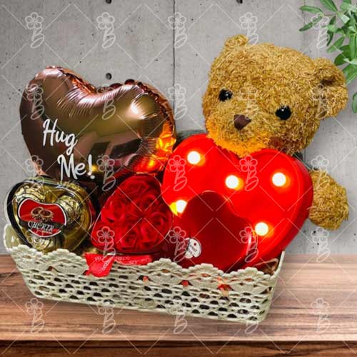 Sweet Romance With Teddy-Romantic Gift Hamper For Wife