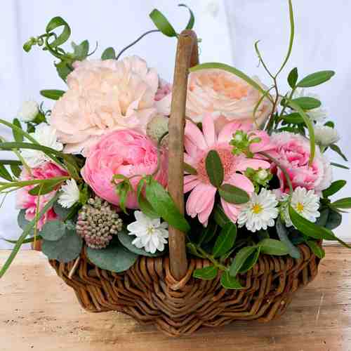 Pink Flower Basket for Mom-Presents For Parents Who Have Everything