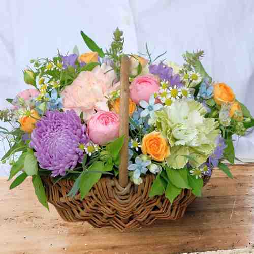 Pastel Flower Basket-50th Anniversary Present For Parents