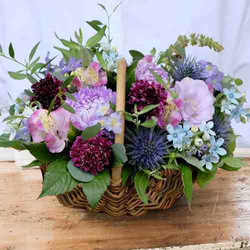 Blue Purple Flower Arrangement-Birthday Gift For Mother In Law