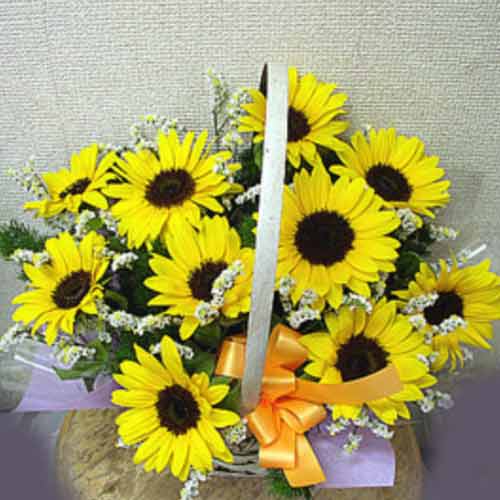 10 Sunflower Basket-Summer Flower Bouquet