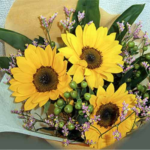 3 Sunflower Bouquet-Hospital Get Well Soon Flowers