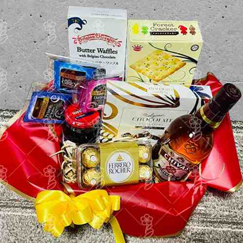 Holiday Wine and Snacks Hamper-Snack Basket Delivery