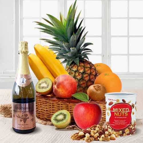 Fruit Nut Sparkling Hamper-Healthy Gift Baskets For Delivery