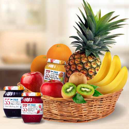 Fresh Fruits and Jam-Send Breakfast Basket