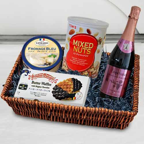 Sparkling Wine Dry Fruits and Cheese