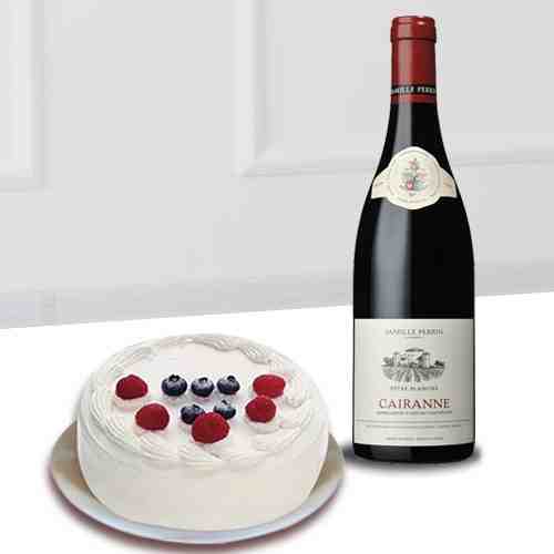 Imported Red Wine with Gateau Fraise