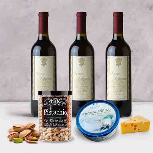 Red Wine Cheese and Pistachio-Christmas Wine Gifts Delivered
