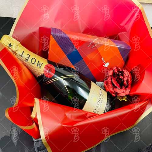 Moet Chandan with Chocolate Box-Valentines Day Gift For Hubby