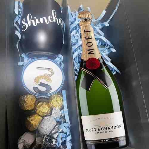 Moet Chandon Chocolate and Tumbler-Long Distance Relationship Gifts