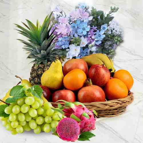 Fruits and Bright Flower Bouquet-Fruit Flower Bouquet Delivery