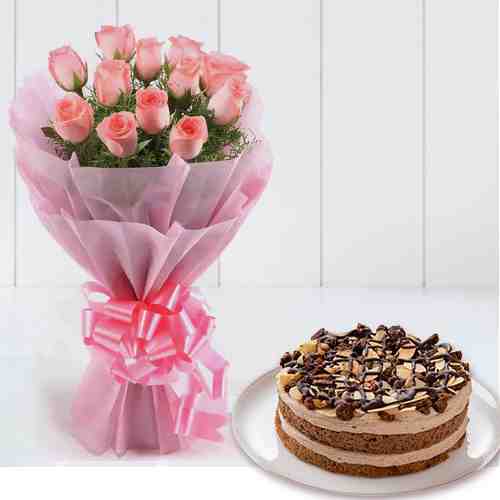 Fruit Cake and Rose-Floral Birthday Cake Delivery