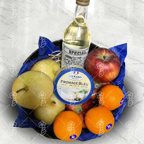 Fruit and Cheese and Wine Hamper-Gift For Retiring Colleague