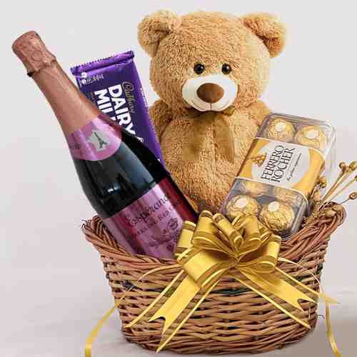 Teddy Fruit Juice and Chocolates-Birthday Presents For Sister In Law
