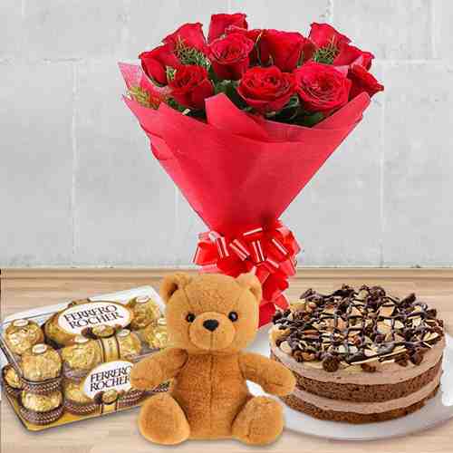 Chocolate Teddy Rose and Cake-60Th Birthday Gift Ideas
