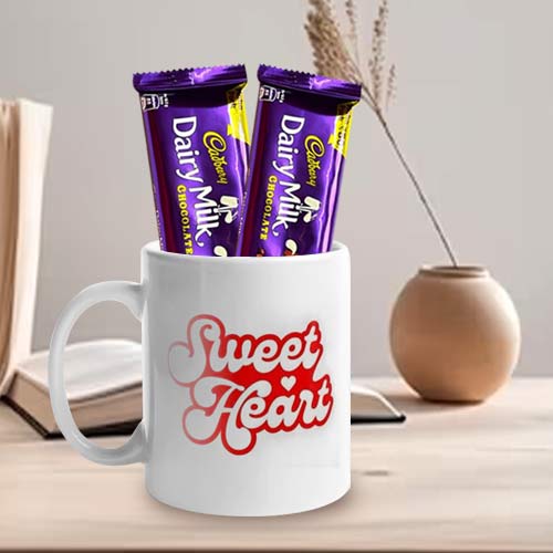 Printed Mug And Chocolates-Unique Gifts For Girlfriend