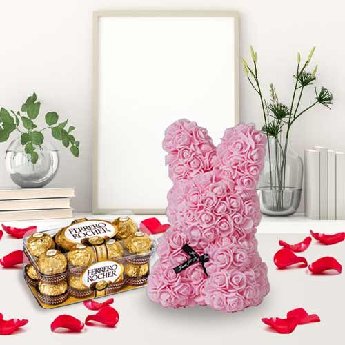 Artificial Rose Teddy Gift Delivery Online