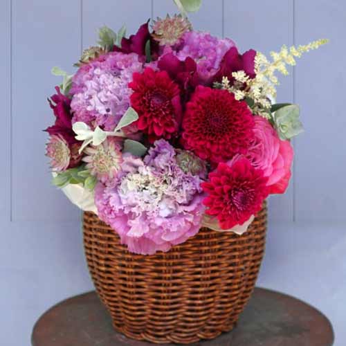 Puple Flower Basket-Flowers For Pregnant Friend