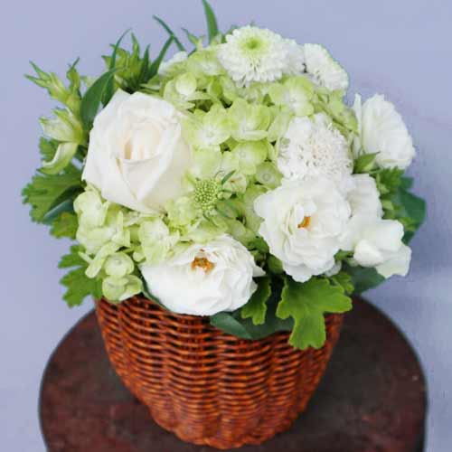 White Flower Basket