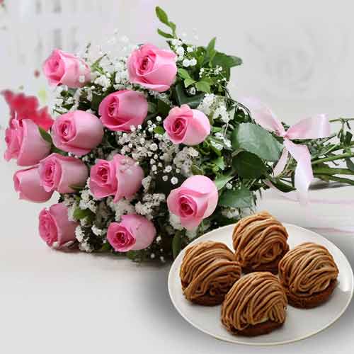 - Send Pink Roses And Chocolate Mont Blanc For Her
