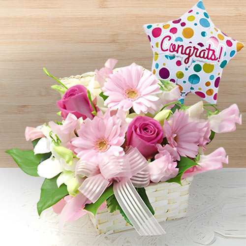 - Flower And Balloon Arrangement For Congratulations