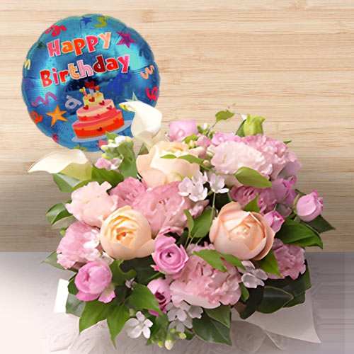 - Birthday Balloon And Flower Arrangement