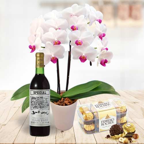 Orchid And Chocolate Gift Set