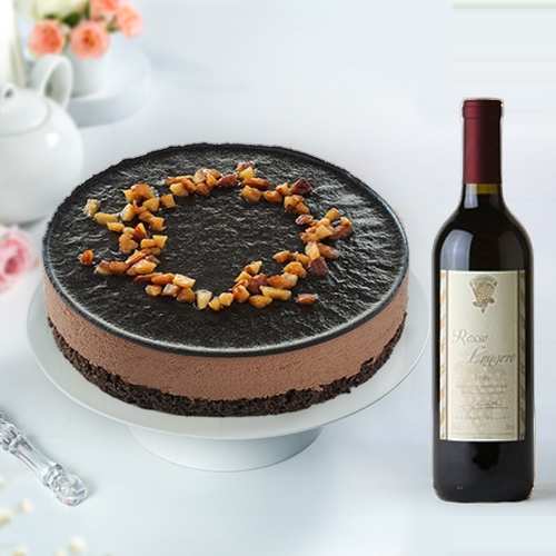 Red Wine N Belgian Chocolate Cake-Online Cake And Wine Delivery